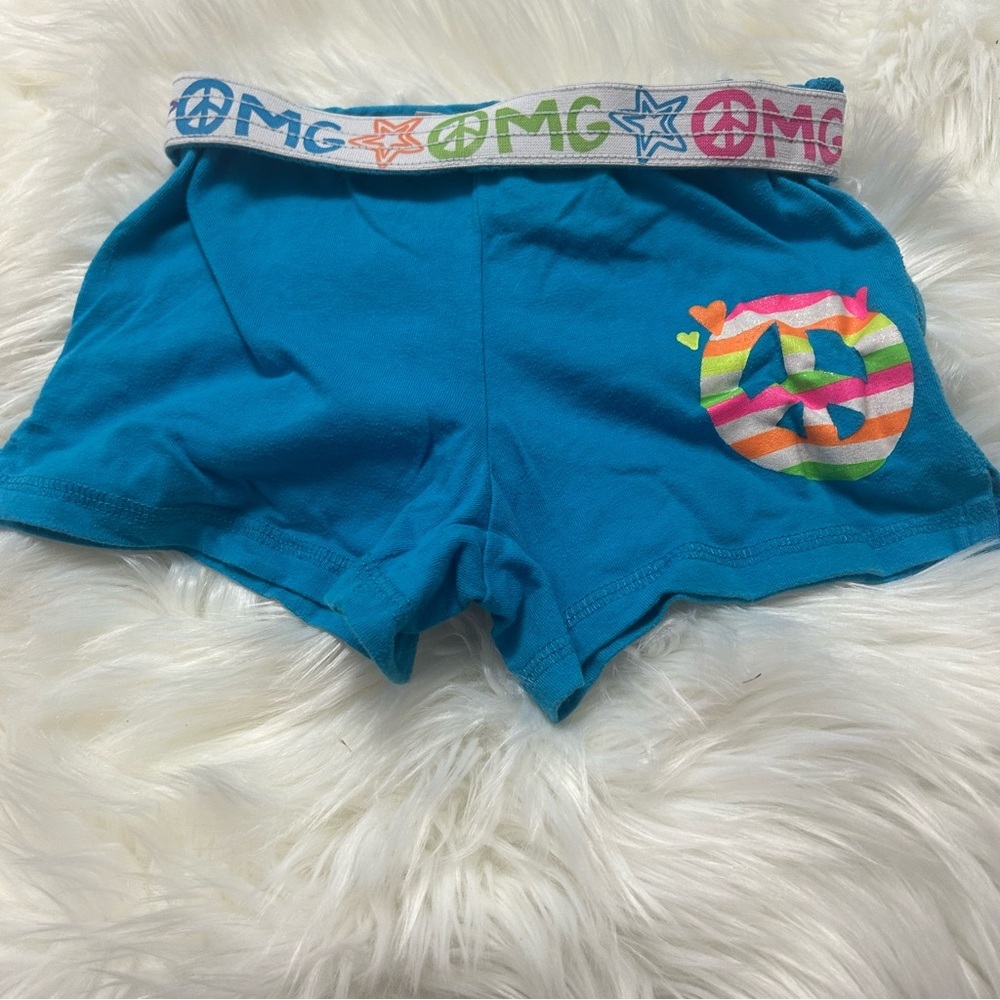 Size Small GIRLS Peace Sign Blue Shorts E2